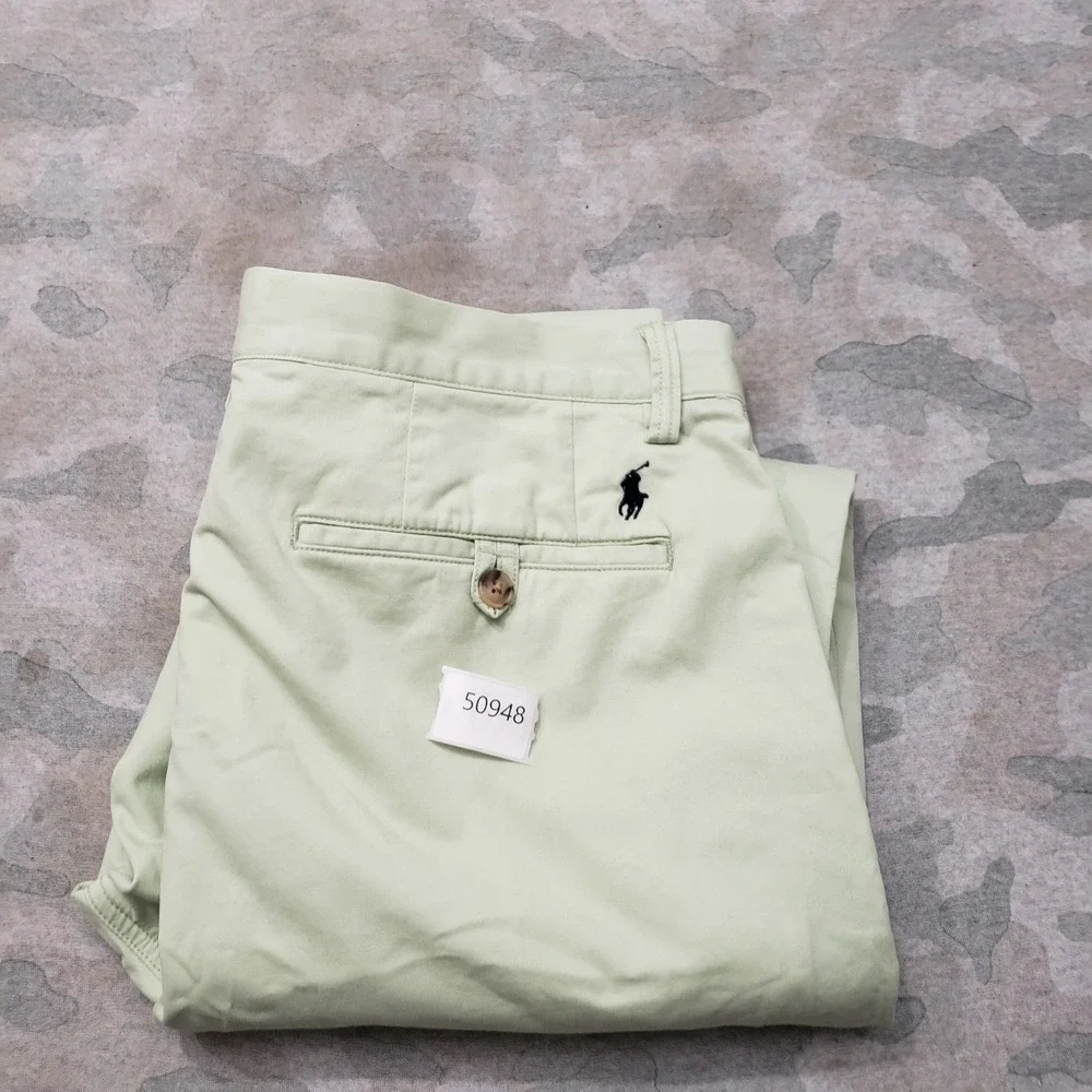 Polo Ralph Lauren Pants Mens 43x32 Green Stretch Straight Fit Pockets Chino